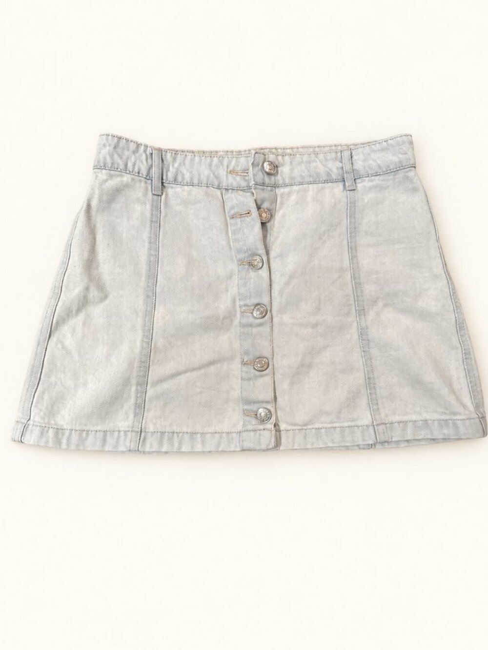 Forever 21 Light Wash Button-Front Denim A-Line Mini Skirt 29